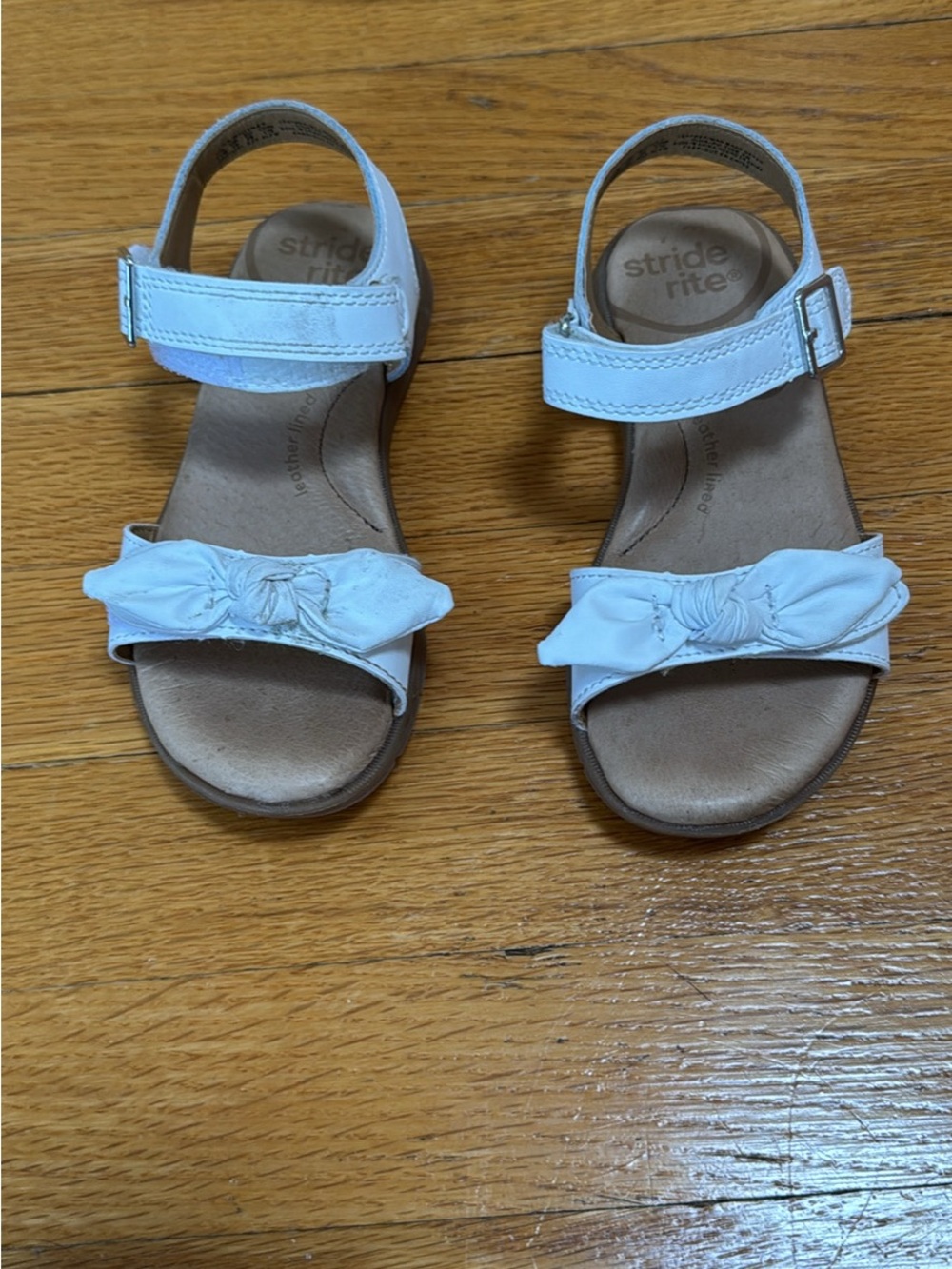 Stride Rite White Girls Bow Strap Sandals
